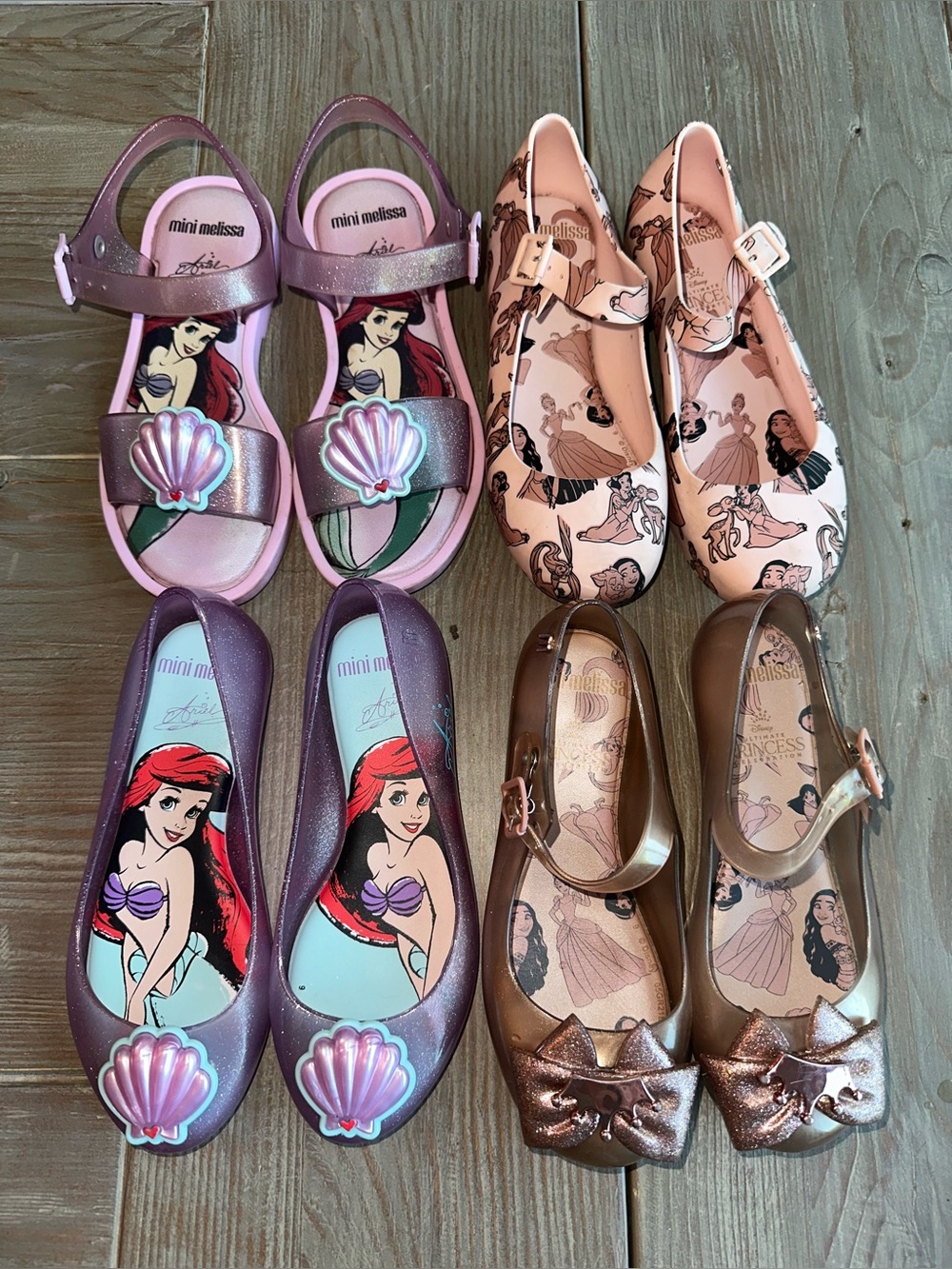 Mini Melissa Girls size 13 Princess Ballet Flats & Sandals LOT